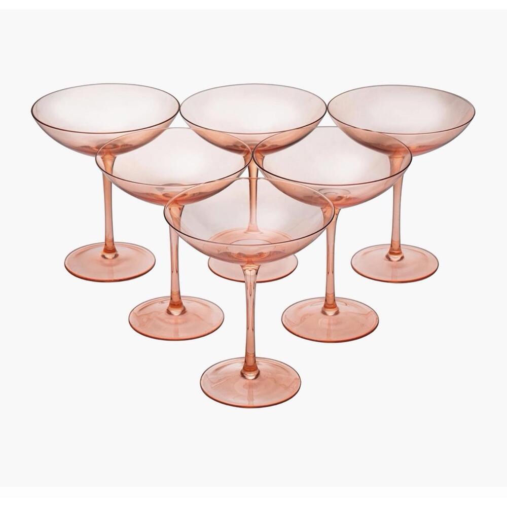 The Wine Savant Colored Vintage Glass Coupes 7oz Colorful Cocktail, Martini